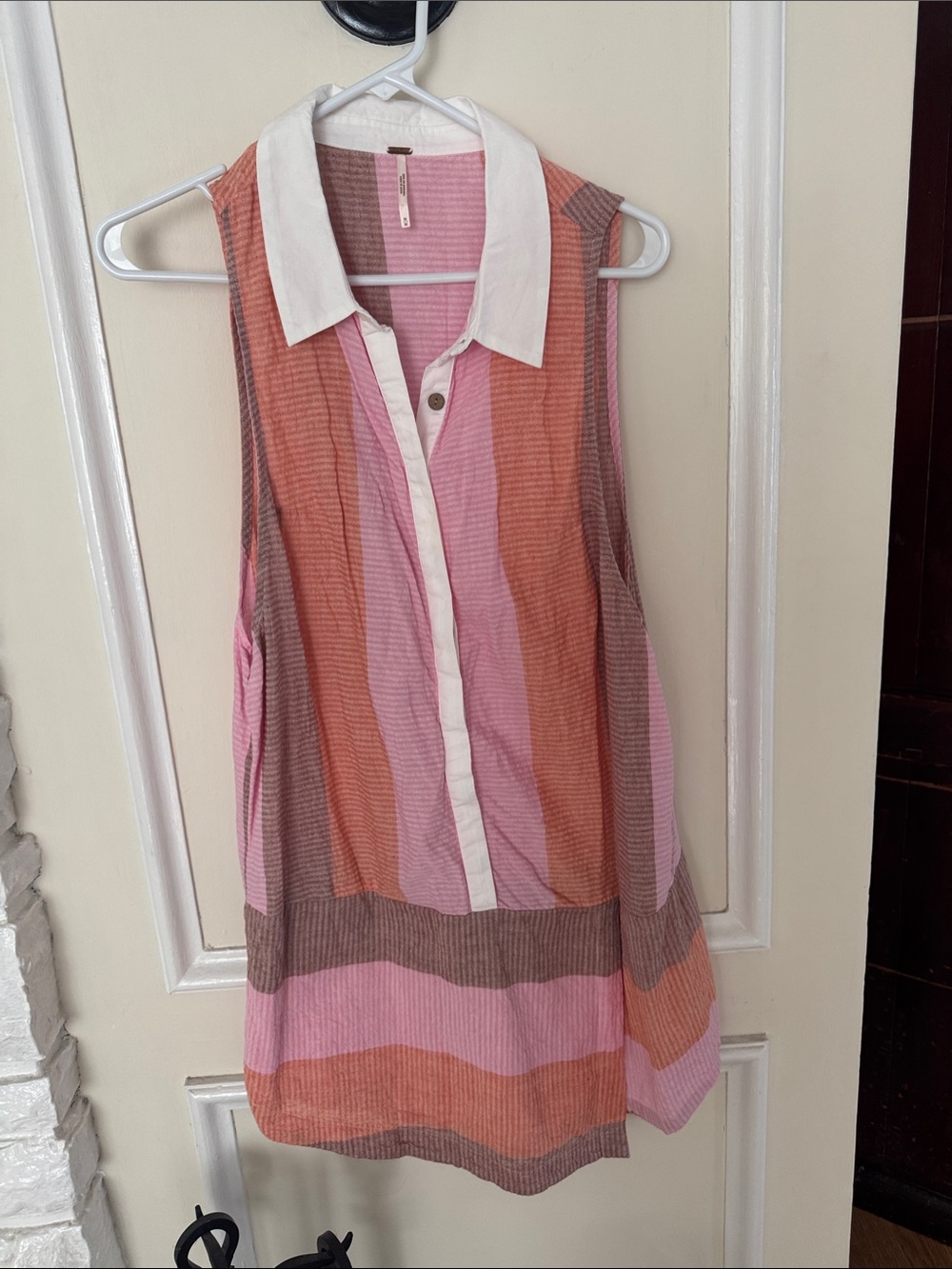 Free People Sleeveless Striped romper in Pink, Orange, Brown